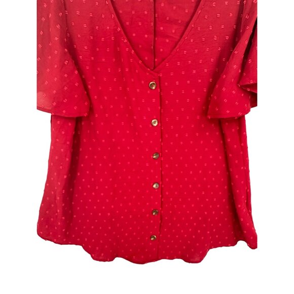 Bloom Chic Top‎ Blouse Womens Size 12 Fairy Textured Light Flutter Sleeves - Picture 4 of 9